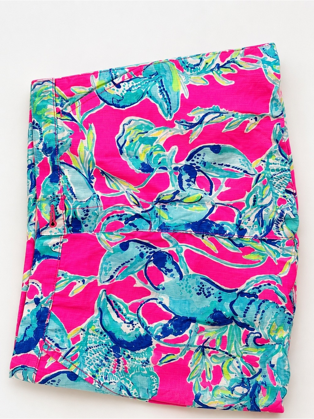 Lilly Pulitzer Hot Pink Tropical Print Skirt with Aqua Accents size 14